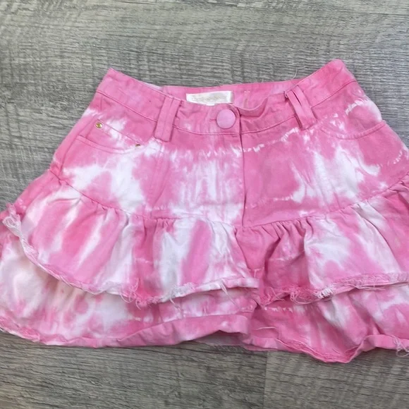 Retail $285 LoveShackFancy Pink and White Skater Landen Skirt - Picture 7 of 8